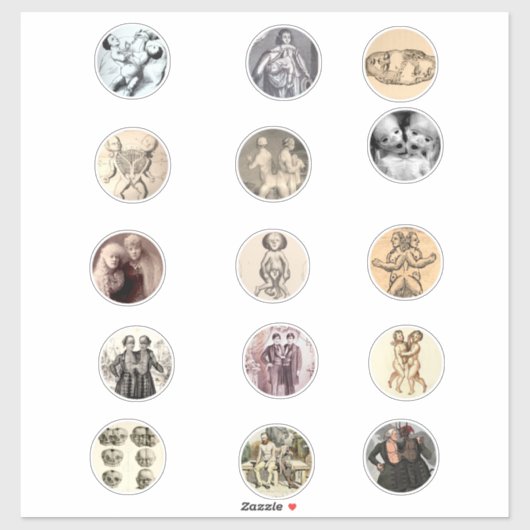 Gemeinsam mit Siam Twins Sideshow Freaks Pics Art Aufkleber (Blatt)