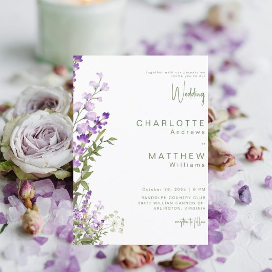 Gemeinsam mit unseren Eltern Lavender Foto Wedding Einladung