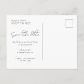 Gemeinsam | Modern Script Foto Rett Date Ankündigungspostkarte (Rückseite)