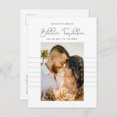 Gemeinsam | Modernes Foto Save the Date Ankündigungspostkarte (Vorne/Hinten)