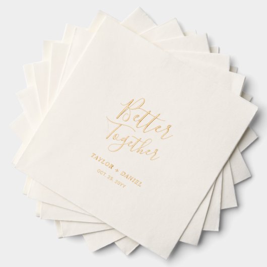 Gemeinsam | Paare Name Custom Wedding Servietten Mit Folie (Insitu (Gestapelt))