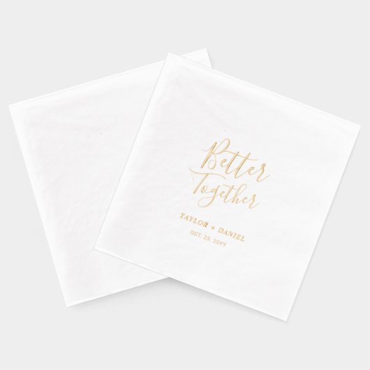 Gemeinsam | Paare Name Custom Wedding Servietten Mit Folie (Rückseite)