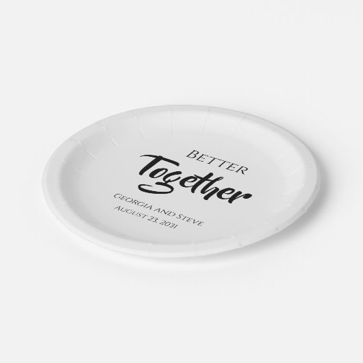 Gemeinsam Personalisierte Hochzeitspapier-Teller Pappteller (Schrägansicht)