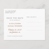 Gemeinsam rostiges Hochzeitsdatum gerettet Ankündigungspostkarte (Rückseite)