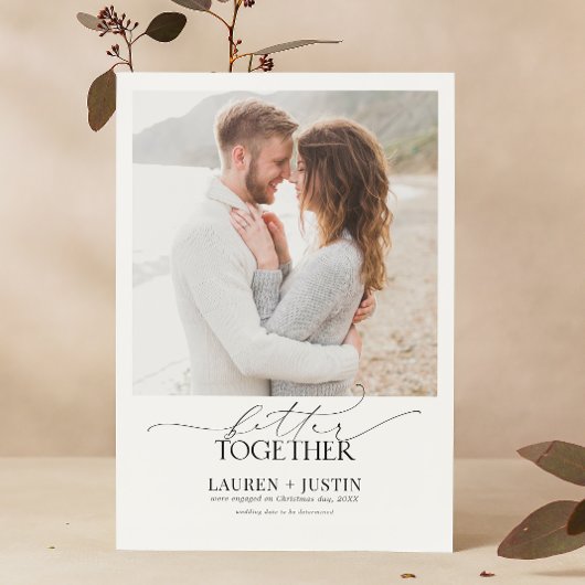 Gemeinsam Schwarz/Weiß 4 Foto Verlobung Einladung