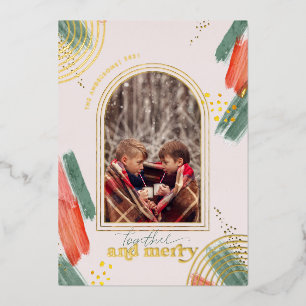 Gemeinsam und Merry Foto Arch Moderne Weihnachte Folien Feiertagskarte