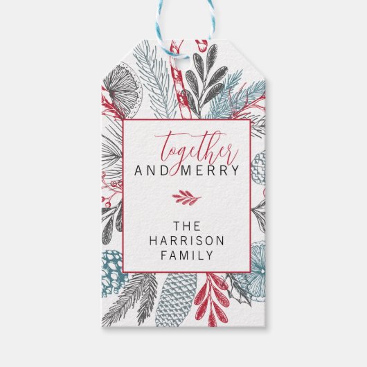 Gemeinsam und Merry Holiday Greenery Geschenkanhänger (Vorderseite)