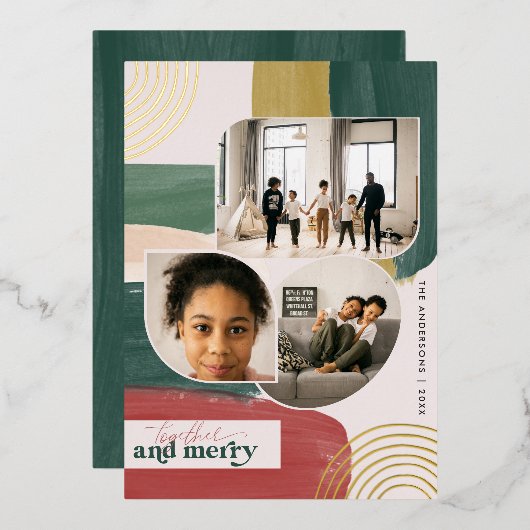 Gemeinsam und Merry | Modernes Abstraktes Foto Wei Folieneinladung (Vorderseite/Rückseite)