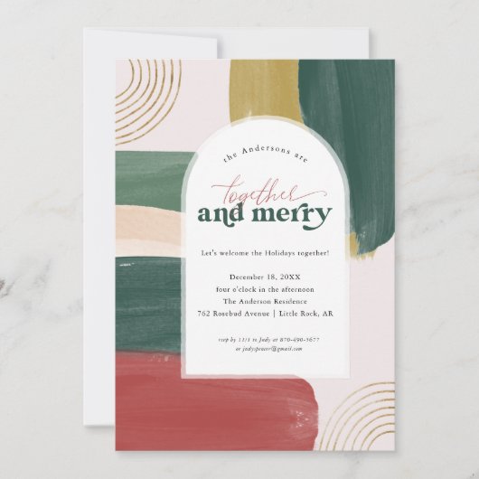 Gemeinsam und Merry | Modernes WeihnachtsParty Einladung (Vorderseite)