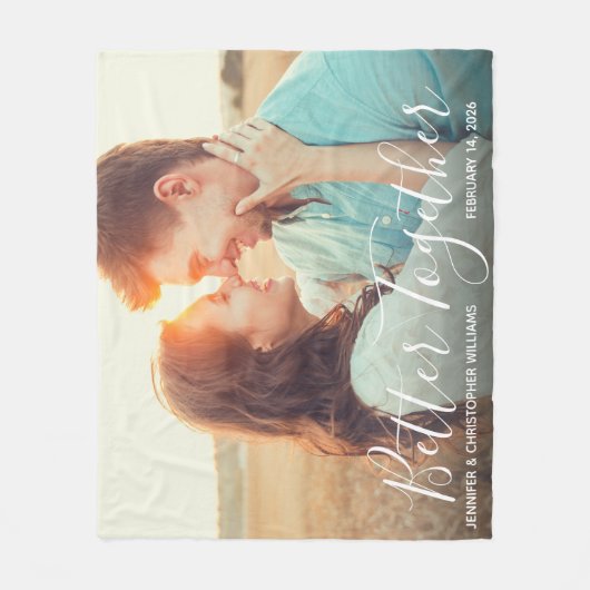Gemeinsam | Whimsy Typografy Couple's Foto Fleecedecke (Vorderseite)