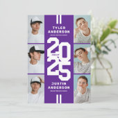 Gemeinsame Absolventpartei für lila FotoCollage Einladung (Stehend Vorderseite)