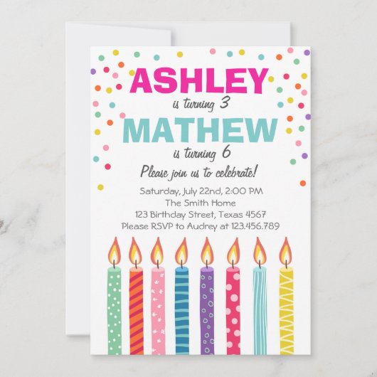 Gemeinsame Doppelgeburtstags-Party Einladung paart (Vorderseite)