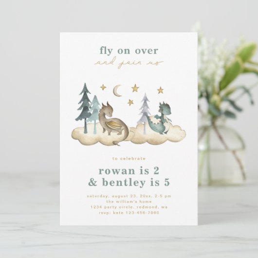 Gemeinsame Dragons Einladung zum Geburtstag | Geme (Stehend Vorderseite)