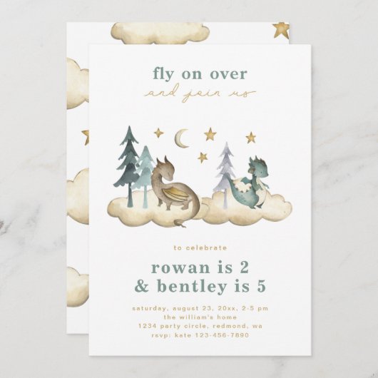 Gemeinsame Dragons Einladung zum Geburtstag | Geme (Vorne/Hinten)