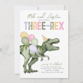 Gemeinsame Drei-Rex-Dinosaurier-Einladung zum Gebu Einladung (Vorderseite)