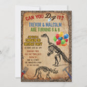 Gemeinsame Einladung von Dinosaurier Dig zum Gebur (Vorderseite)