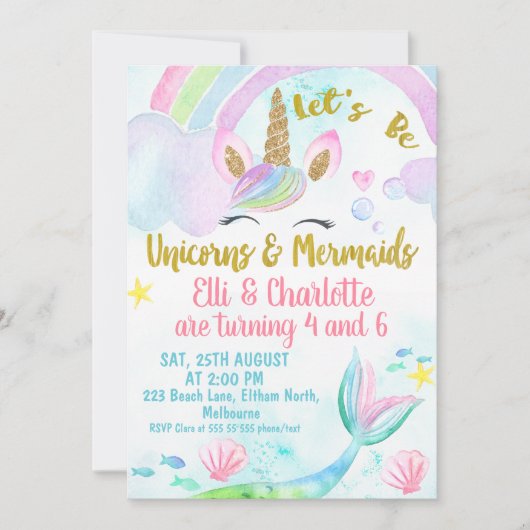 Gemeinsame Einladung von Mermaid und Unicorn zum G (Vorderseite)