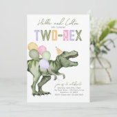 Gemeinsame Einladung von zwei Rex Dinosauriern zum (Stehend Vorderseite)