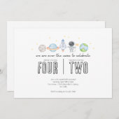 Gemeinsame Einladung zum Geburtstag - Weltraumthem (Vorne/Hinten)