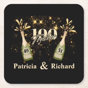 Gemeinsame Geburtstags-Doppelfeier Zweimal Spaß Rechteckiger Pappuntersetzer