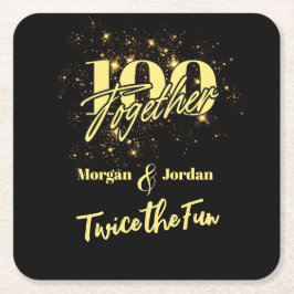 Gemeinsame Geburtstags-Doppelfeier Zweimal Spaß Rechteckiger Pappuntersetzer