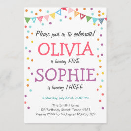 Gemeinsame Geburtstagsfeier Confetti Einladung