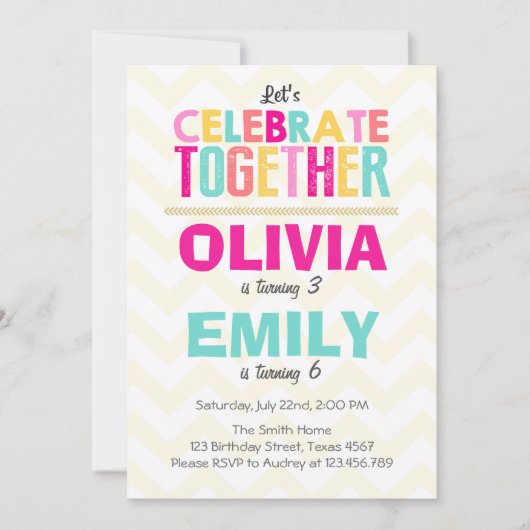 Gemeinsame Geburtstagsfeier Girls Pink Einladung (Vorderseite)