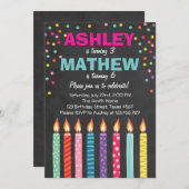 Gemeinsame Geburtstagsfeier Twins Dual Einladung (Vorne/Hinten)