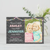 Gemeinsame Geburtstagsfeier Twins Dual Einladung (Stehend Vorderseite)