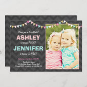 Gemeinsame Geburtstagsfeier Twins Dual Einladung (Vorne/Hinten)