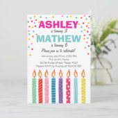 Gemeinsame Geburtstagsfeier Twins Dual Einladung (Stehend Vorderseite)