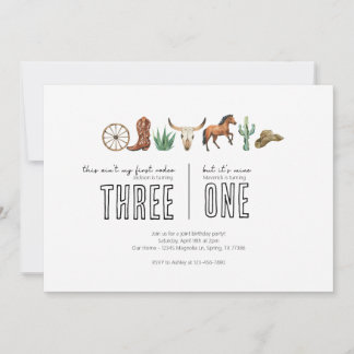 Gemeinsame Geburtstagspartei - Western Rodeo Thema Einladung