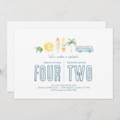 Gemeinsame Geburtstagsparty - Beachthema - Einladu Einladung (Vorne/Hinten)