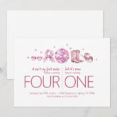 Gemeinsame Geburtstagsparty - Disco Cowgirl Thema Einladung (Vorne/Hinten)