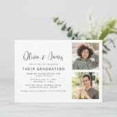 Gemeinsame Graduierungspartei für FotoCollage Einladung (Stehend Vorderseite)