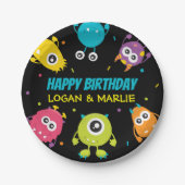 Gemeinsame Monster-Geburtstagspartei Pappteller (Vorderseite)