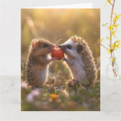 Gemeinsame Nutzung einer Erdbeere - Adorable Igel Karte (Gelbe Blume)