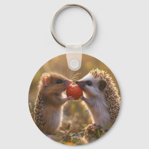 Gemeinsame Nutzung einer Erdbeere - Adorable Igel Schlüsselanhänger