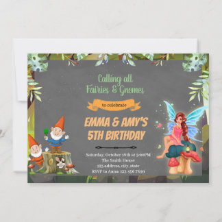 Gemeinsame Party Einladung Fairy und Gnome