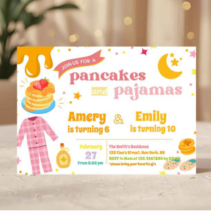 Gemeinsame Pfannkuchen und Schlafanzug Geburtstags Einladung