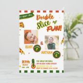 Gemeinsame Pizzaer-Party Einladung zum Geburtstag  (Stehend Vorderseite)