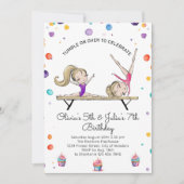 Gemeinsame Schwestern Blonde Sibling Gymnastik Geb Einladung (Vorderseite)