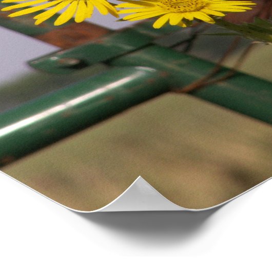 Gemeinsame Sonnenblumen am Tor Poster (Ecke)