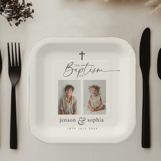 Gemeinsame Taufe 2 Foto Pappteller