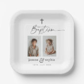 Gemeinsame Taufe 2 Foto Pappteller (Vorderseite)