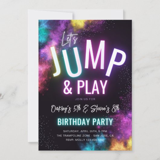 Gemeinsame Trampoline-Party Einladung (Vorderseite)