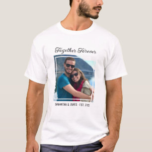 Gemeinsame Typografie für Paare Foto Name T-Shirt