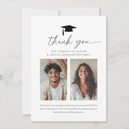 Gemeinsamer Abschluss 2 Foto Dankeschön Karte (Vorderseite)