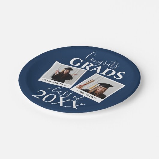 Gemeinsamer Abschluss | 2 Foto Papier Teller (Schrägansicht)