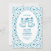 Gemeinsamer Kindergeburtstag mit Farbkätzchen Einladung (Vorderseite)